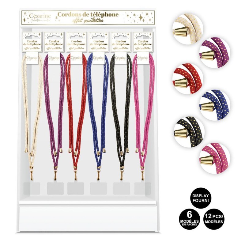 Cordon de Téléphone à Paillettes Doré – Accessoire Mode