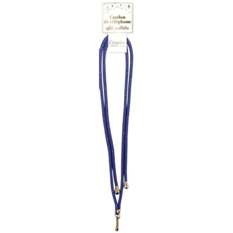 Cordon de Téléphone à Paillettes Bleu – Accessoire Mode