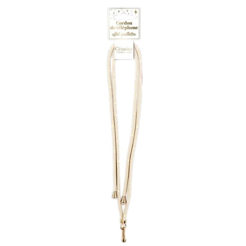 Cordon de Téléphone à Paillettes Beige