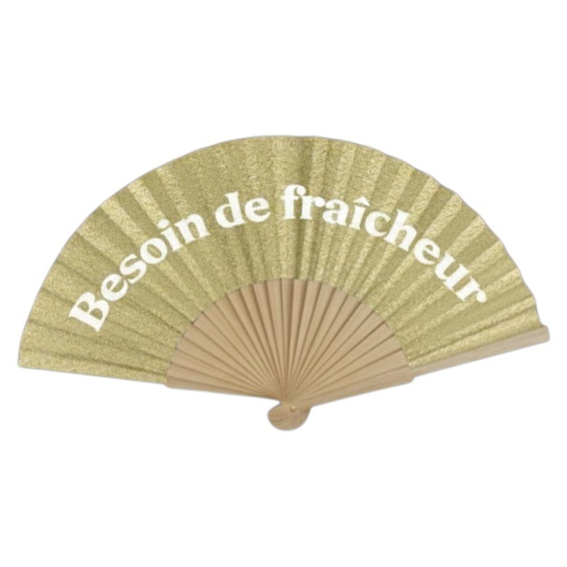 Éventail à Paillettes Beige – Besoin de Fraîcheur