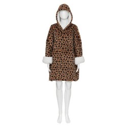 Sweat plaid à capuche léopard porté, coupe oversize