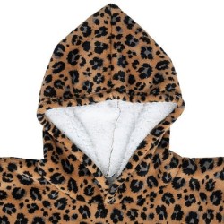 Capuche du sweat plaid léopard doublée sherpa blanc