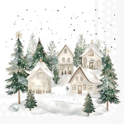 Serviettes en papier Maisons enneigées 33x33 cm