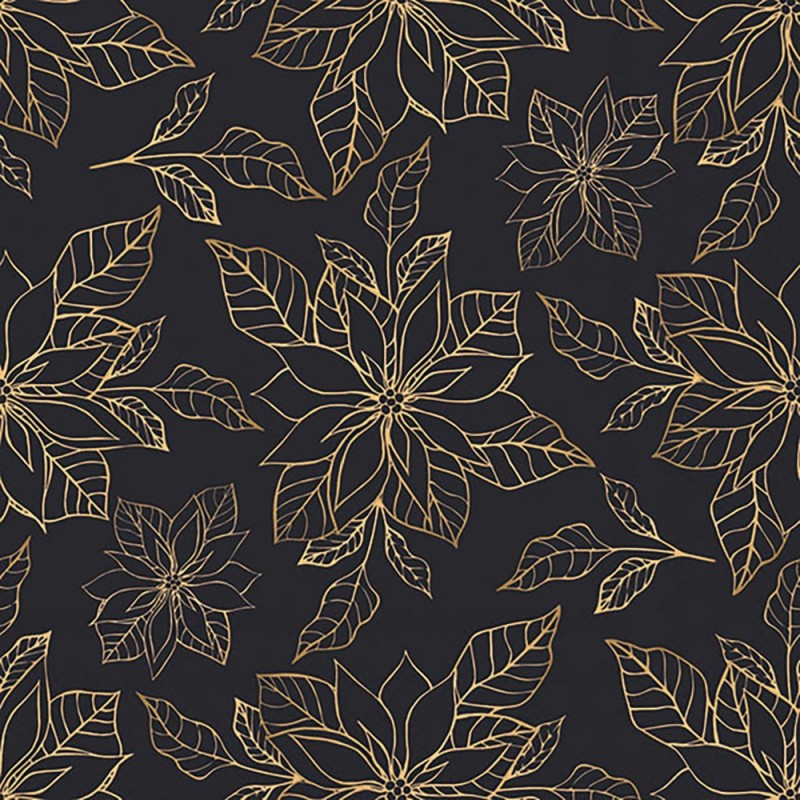Serviettes en papier Poinsettia contour noir 33x33 cm