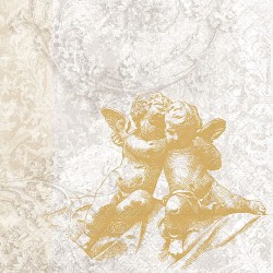 Serviettes en papier Anges classiques doré 33x33 cm