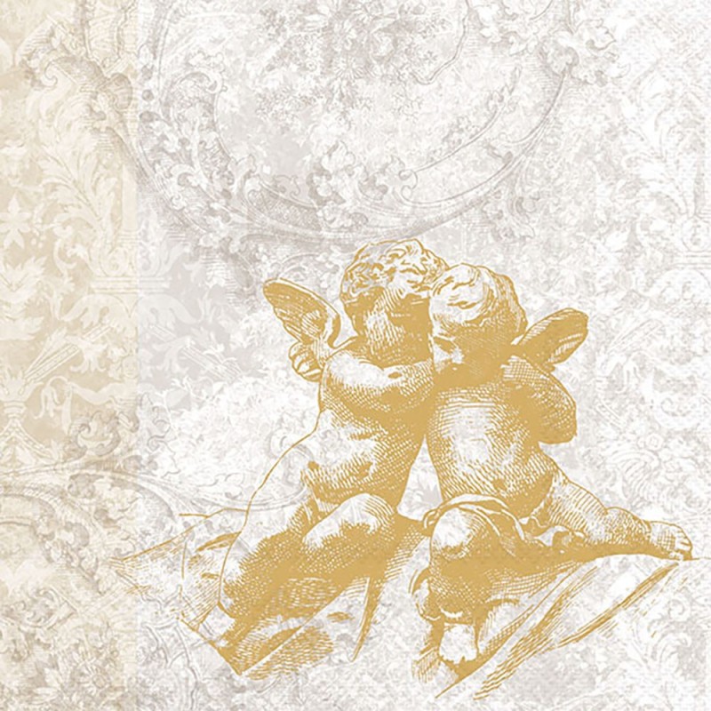 Serviettes en papier Anges classiques doré 33x33 cm