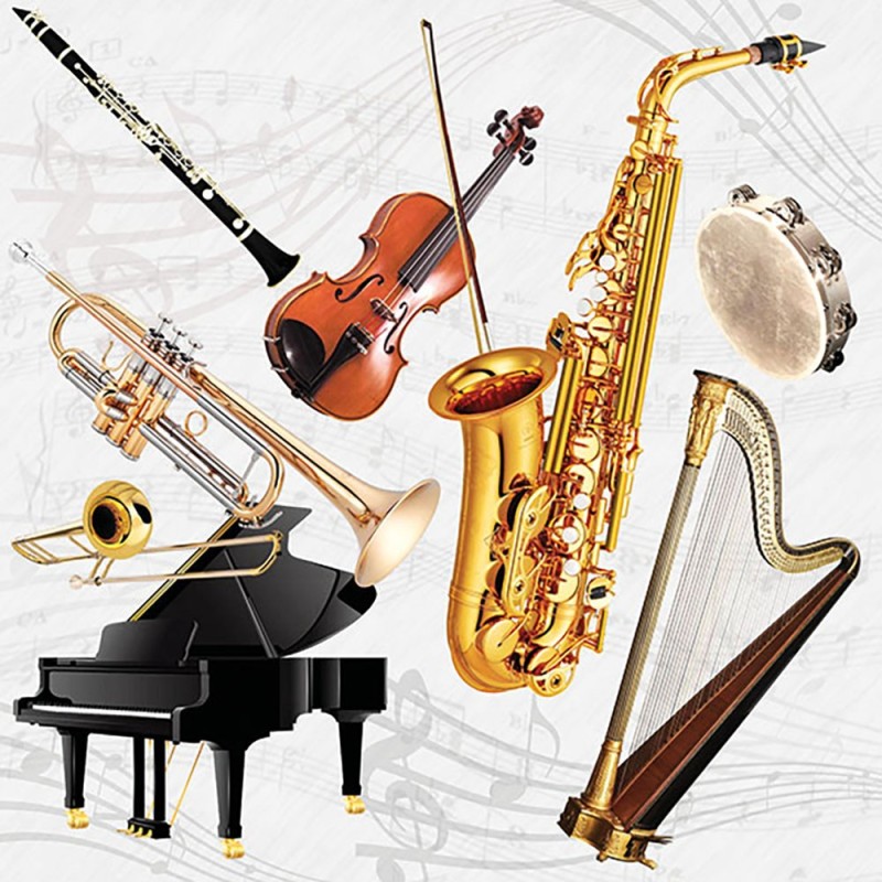 Serviettes en papier Instruments de musique 33x33 cm