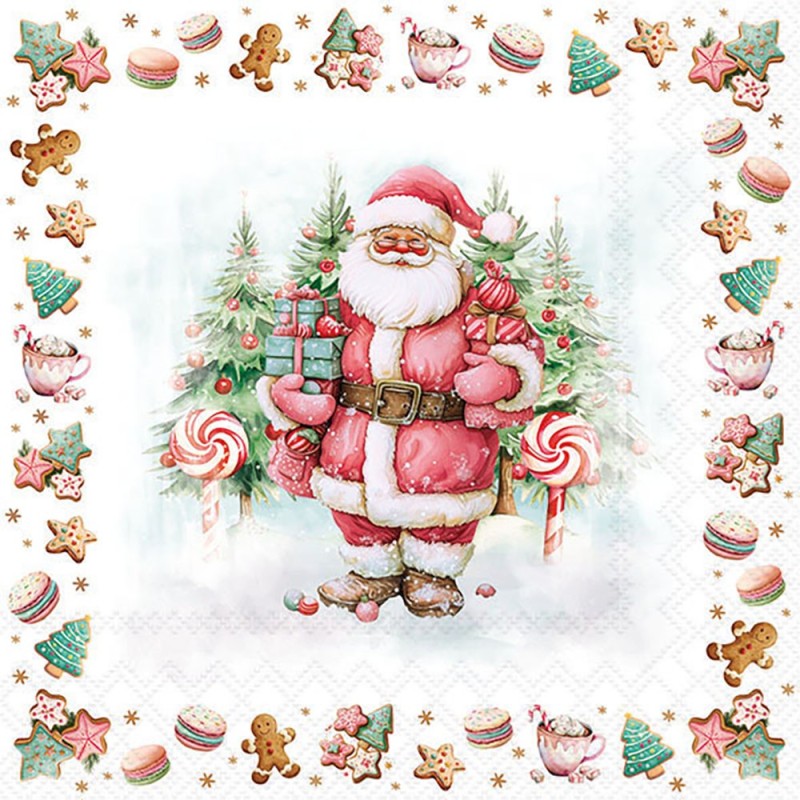 Serviettes en papier Friandises du Père Noël 33x33 cm