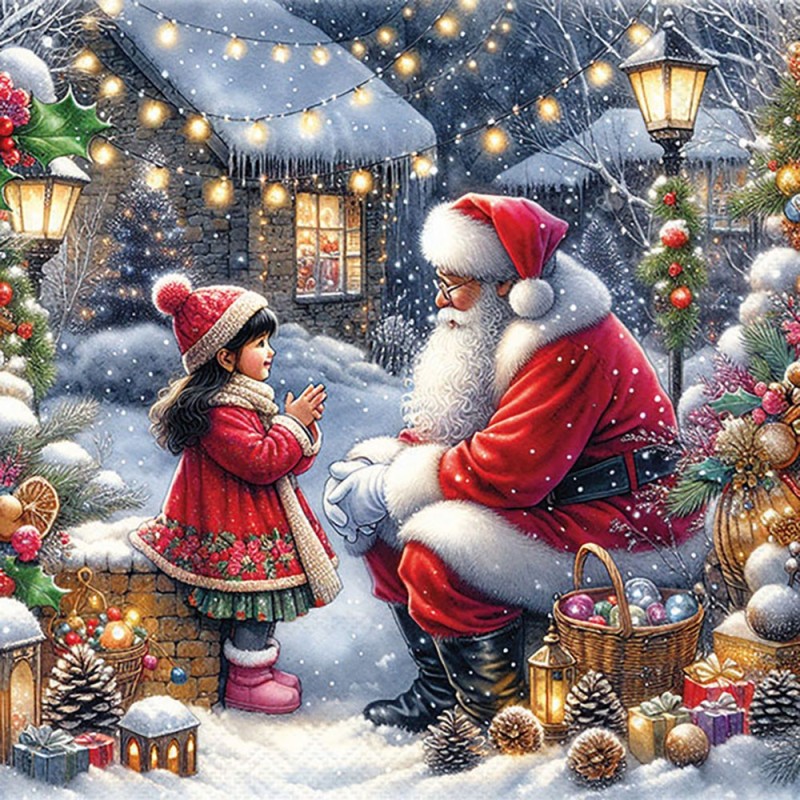 Serviettes en papier Discussion avec le Père Noël 33x33 cm