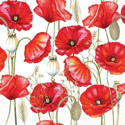 Serviettes en papier Coquelicots blanc 25x25 cm