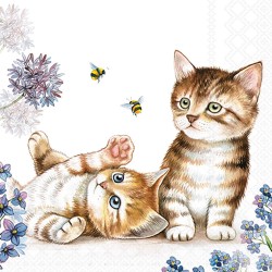 Serviettes en papier Chats et abeilles 25x25 cm