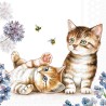 Serviettes en papier Chats et abeilles 25x25 cm
