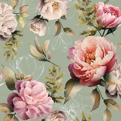 Serviettes en papier Composition de pivoines vert 25x25 cm