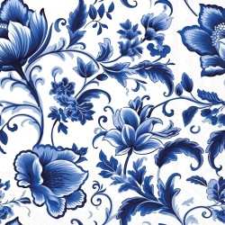 Serviettes en papier Fleurs bleu de Delft 33x33 cm