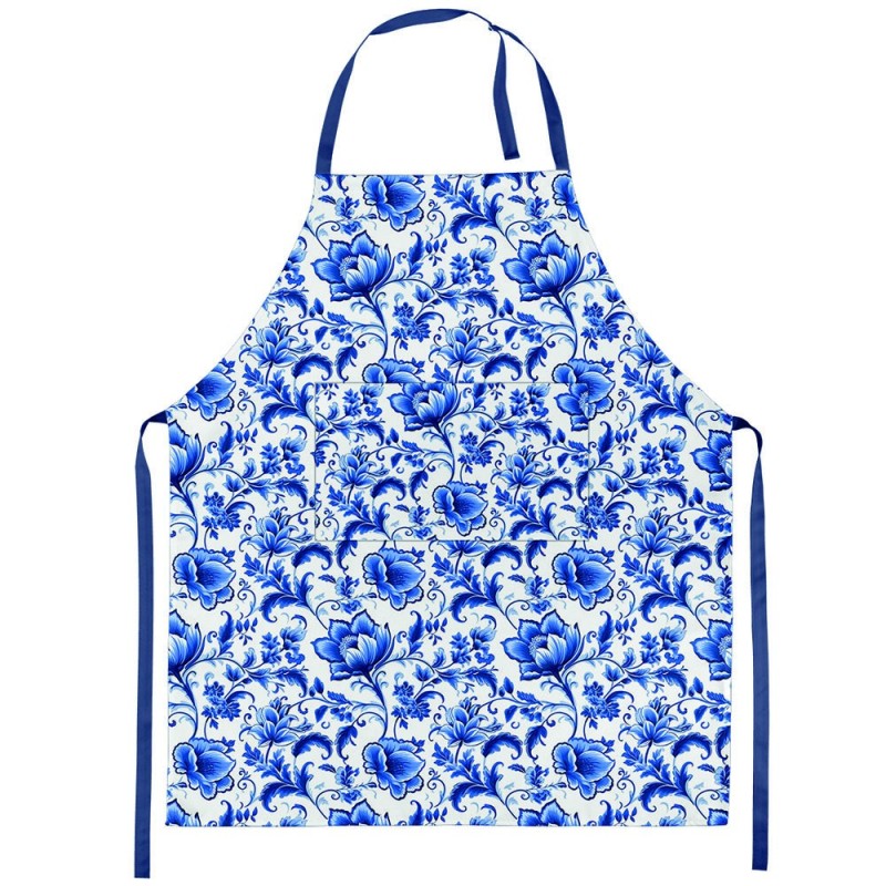 Tablier de cuisine Fleurs bleu de Delft