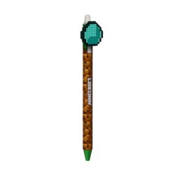 Stylo effaçable Minecraft Diamant avec gomme intégrée, vue de détail