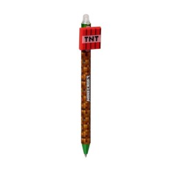 Stylo effaçable Minecraft TNT avec gomme intégrée, vue de détail
