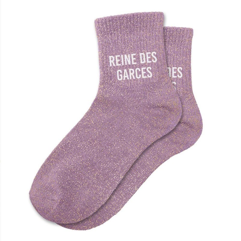 Chaussettes Dépareillées à Paillettes – « Reine » & « Des Gaffes » – Taille 36-42 – Look Fun Et Décalé